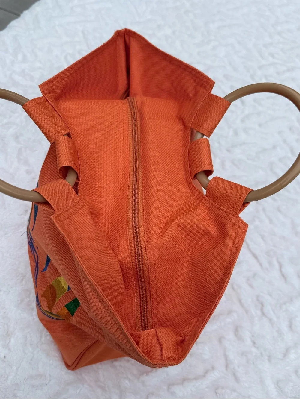 Aruba Orange Canvas Tote Bag with plastic Handles - like new